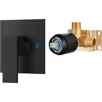 Square Single-Function Shower Handle Valve Wall Mount Brass Faucet Shower Rough-in Valve Shower Faucet Set with 8 Inch Rainfall Square Showerhead and Tub Spout Bathtub Faucet Kit