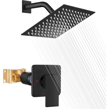 Shower Head and Handle Set Square Shower Faucet Set Bathroom Rainfall Shower System&Bathtub Shower Faucet Set,6 Inch Square Shower Trim Kit Single Handle Shower System