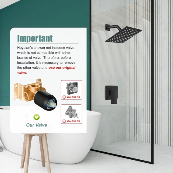 Shower Head and Handle Set Square Shower Faucet Set Bathroom Rainfall Shower System&Bathtub Shower Faucet Set,6 Inch Square Shower Trim Kit Single Handle Shower System