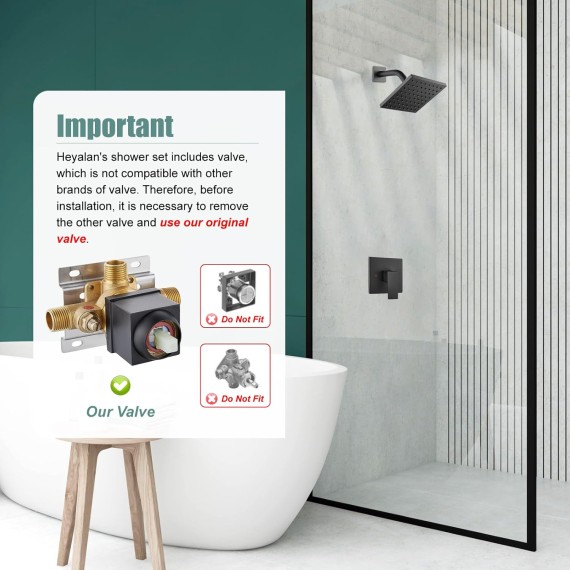 Shower Head and Handle Set Square Shower Faucet Set Bathroom Rainfall Shower System&Bathtub Shower Faucet Set,6 Inch Square Shower Trim Kit Single Handle Shower System