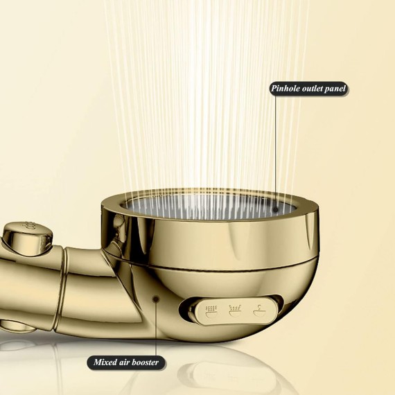 Luxury Bathroom Showerhead with Stop Button, High Pressure Rain 3 Mode Water Saving Hand Shower Heads