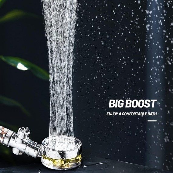 High Pressure Shower Head with Handheld, Angle-Adjustable Showerhead with Turbofan, Universal Shower Head with One-Click Pause Button (Blue)