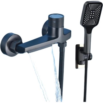 Gray Waterfall Bathtub Faucet With Hand Shower Brass Chrome Wall Mounted Bathroom Shower Mixer Tap Full Shower system Set(Chrome Shower Set)
