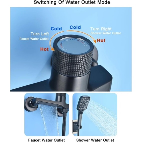 Gray Waterfall Bathtub Faucet With Hand Shower Brass Chrome Wall Mounted Bathroom Shower Mixer Tap Full Shower system Set(Chrome Shower Set)