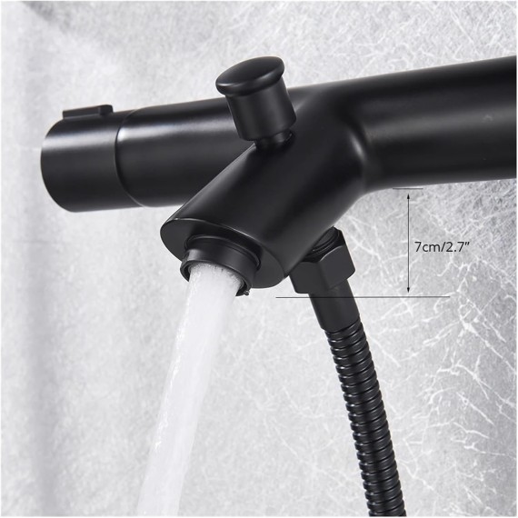 Black Thermostatic Shower Bath Mixer Set Bathroom Thermostatic Mixer Tap Hot And Cold Water Bathroom Mixer Valve Bathtub Faucet(Black Full Set A)