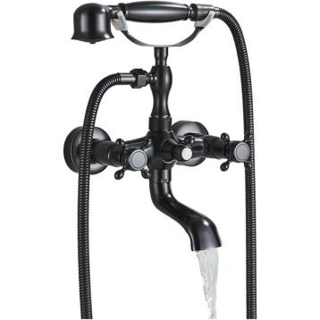 Bathroom Bathtub Faucet Dual Handles Handheld with Hand Shower Bath Shower Mixer Tap Wall Mount Swivel Spout Tub Retro Faucet(Antique)