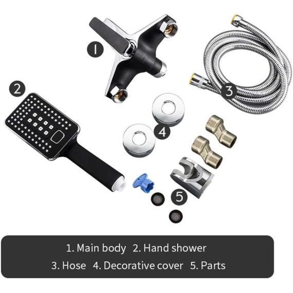 Shower System, Brass Bathroom Shower Set Wall Mounted Shower Faucet Bath Bathtub Water Mixer Tap Hot and Cold Water