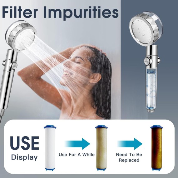 Shower turbocharged nozzle pressurized propeller fan shower showerhead bath, Blue, HS1016