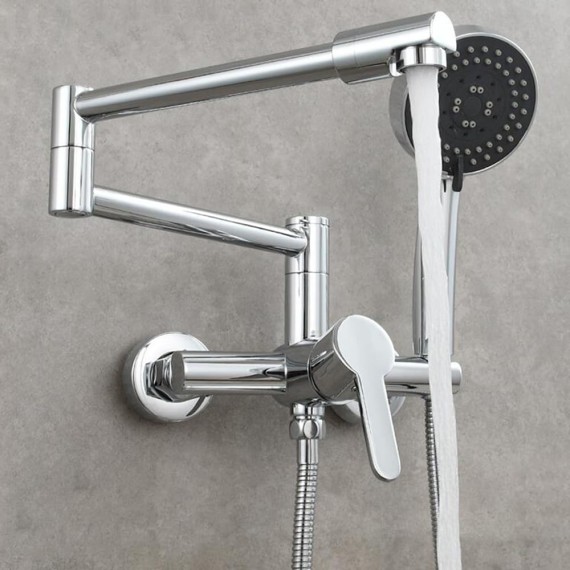 Bath Shower Mixer tap with Shower, Bath taps Folding Brass hot and Cold Water Multi-Function Shower, Bathroom Bathtub tap-Black