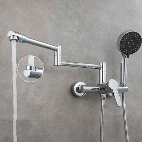 Bath Shower Mixer tap with Shower, Bath taps Folding Brass hot and Cold Water Multi-Function Shower, Bathroom Bathtub tap-Black