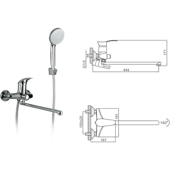 Shower System, Tub Faucet, Bathroom Bathtub Faucet Chrome Shower Faucet Set Mixer with Handheld Cold and Hot Wall Mounted Waterfall Tap
