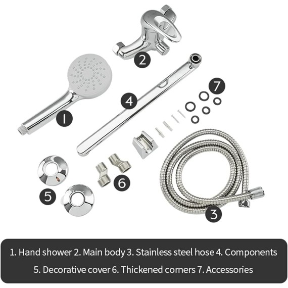 Shower System, Tub Faucet, Bathroom Bathtub Faucet Chrome Shower Faucet Set Mixer with Handheld Cold and Hot Wall Mounted Waterfall Tap