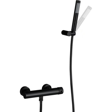 Shower System, Bathroom Bathtub Faucet, Single Function Shower Mixer, Wall Mount Hot and Cold Shower Tub Faucet, Rotatable Hand Shower,Black(Black)