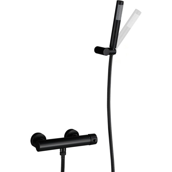 Shower System, Bathroom Bathtub Faucet, Single Function Shower Mixer, Wall Mount Hot and Cold Shower Tub Faucet, Rotatable Hand Shower,Black(Black)