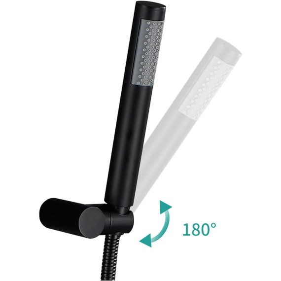 Shower System, Bathroom Bathtub Faucet, Single Function Shower Mixer, Wall Mount Hot and Cold Shower Tub Faucet, Rotatable Hand Shower,Black(Black)