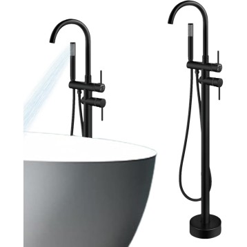 Bathtub Faucet Tub Filler Floor Mount Bathroom Faucets standing Tub Faucet Floor Mounted Tub Filler Faucet Brass Single Handle with Hand Shower