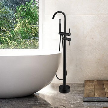 Bathtub Faucet Tub Filler Floor Mount Bathroom Faucets standing Tub Faucet Floor Mounted Tub Filler Faucet Brass Single Handle with Hand Shower