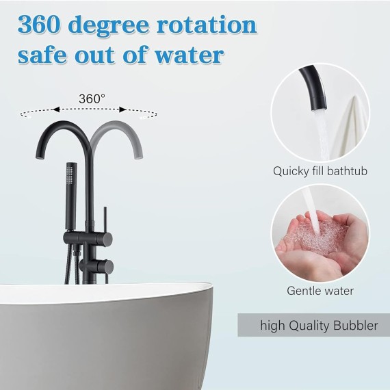 Bathtub Faucet Tub Filler Floor Mount Bathroom Faucets standing Tub Faucet Floor Mounted Tub Filler Faucet Brass Single Handle with Hand Shower
