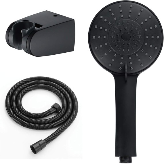 Handheld Shower Head Set High Pressure ABS Handheld Shower Sprayer with 3 Spray Settings, Black Universal Hand Held Showerhead Set with 59" Stainless Steel Shower Hose and Holder