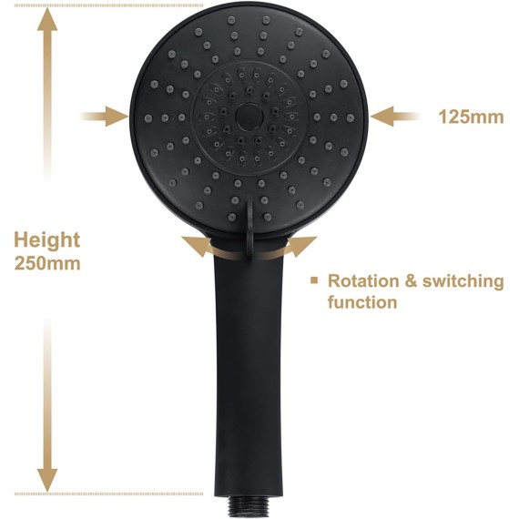 Handheld Shower Head Set High Pressure ABS Handheld Shower Sprayer with 3 Spray Settings, Black Universal Hand Held Showerhead Set with 59" Stainless Steel Shower Hose and Holder