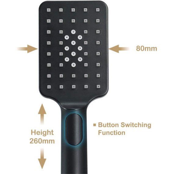 Universal Shower Head with High Pressure, 3 Spray Settings Black Handheld Showerheads with ABS Shower Holder and 59Inch Hose