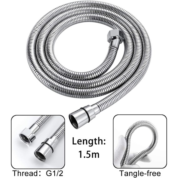 Chrome Handheld Shower Head Set High Pressure Handheld Shower Sprayer, Brass Universal Hand Held Showerhead Set with 1.5M Stainless Steel Shower Hose and Brass Holder