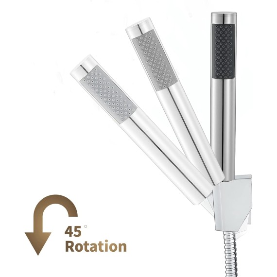 Handheld Shower Head Set Brass Handheld Showerheads Universal Round Shower Head with 1.5M Hose, High Pressure Handheld Shower Sprayer with Adjustable Shower Bracket,Gray (Chrome)
