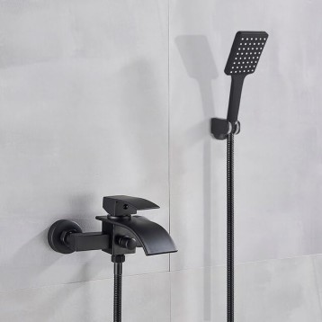 Bathtub Faucets Chrome Bath Shower Set Waterfall Bathtub Mixer Tap Dual Contral Shower Faucet Wall Mounted for Bathroom