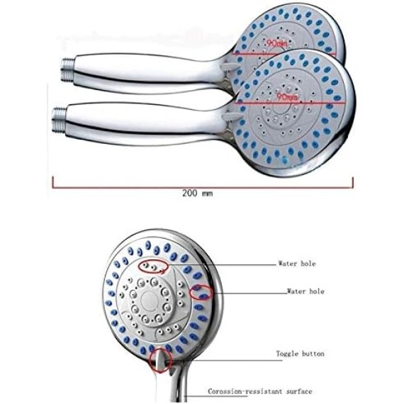 Water Saving Handheld Bathroom Shower Head,Supercharged ABS Anti Drop Showerheads Shower