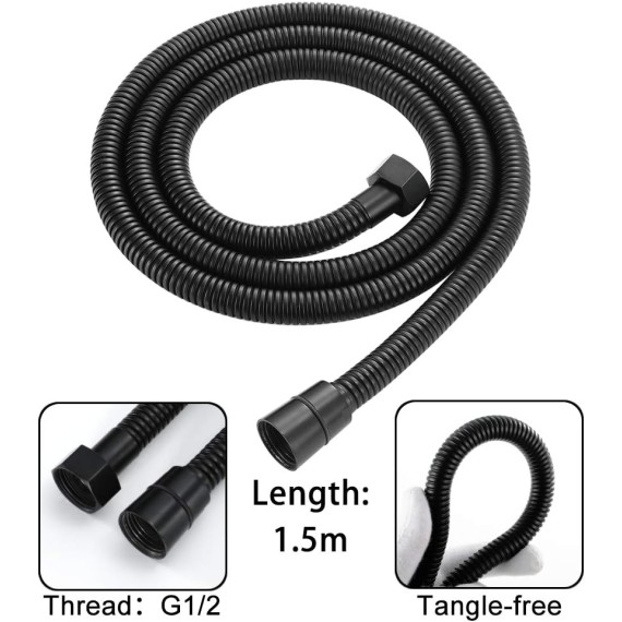 Black Handheld Shower Head Set High Pressure Handheld Showerhead Set with 3 Mode Water, Universal Handheld Shower Sprayer