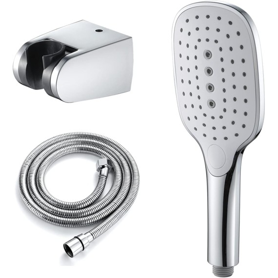 Handheld Shower Head Set White, 3 Functions High Pressure Shower Head, Detachable Showerhead with Holder and Hose, High Flow Shower Head