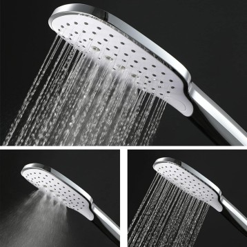Handheld Shower Head Set White, 3 Functions High Pressure Shower Head, Detachable Showerhead with Holder and Hose, High Flow Shower Head