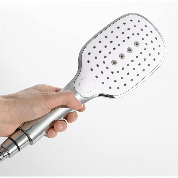 Handheld Shower Head Set White, 3 Functions High Pressure Shower Head, Detachable Showerhead with Holder and Hose, High Flow Shower Head
