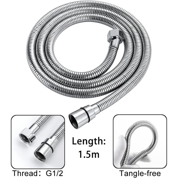 Handheld Shower Head Set White, 3 Functions High Pressure Shower Head, Detachable Showerhead with Holder and Hose, High Flow Shower Head