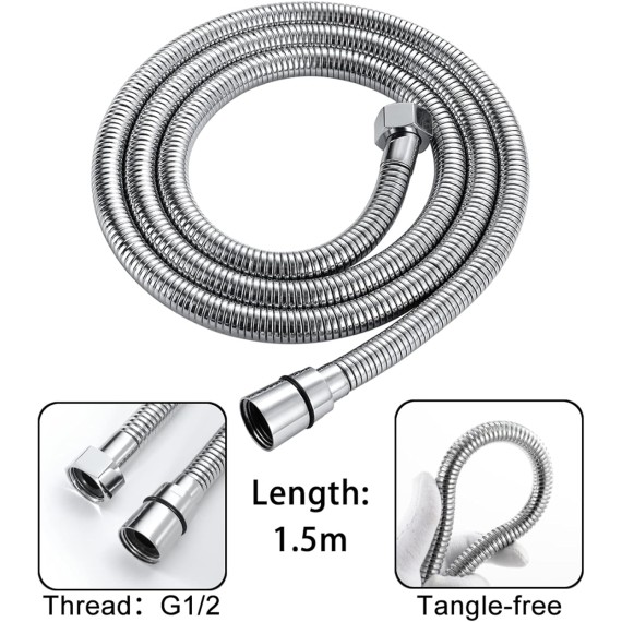 Handheld Shower Head Set Chrome Handheld Showerhead Set Brass Universal High Pressure Handheld Shower Sprayer with 1.5M 304 Stainless Steel Shower Hose,Type a