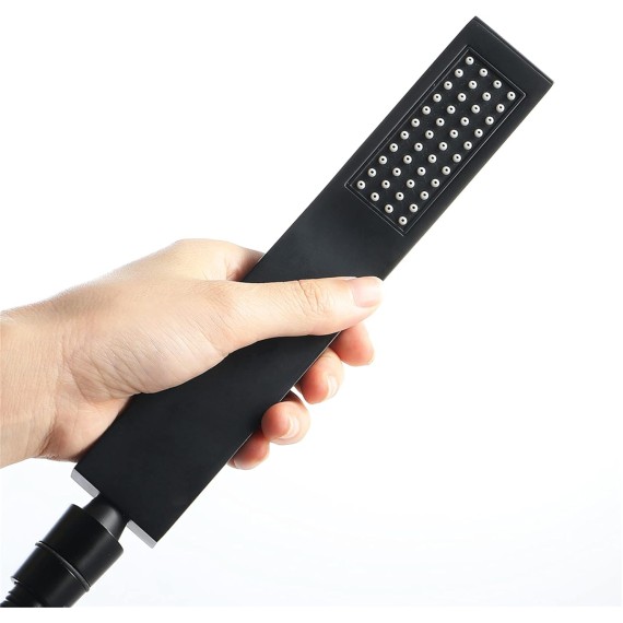 Handheld Shower Head Black, Brass High Pressure Shower Head, Detachable Showerhead with ABS Holder and Stainless Steel Hose, Bathroom Showerhead
