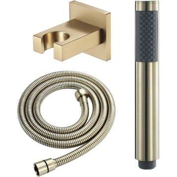 Brushed Gold Handheld Shower Head Set High Pressure Handheld Shower Sprayer, Universal Brass Handheld Showerhead Set with 1.5M Stainless Steel Shower Hose and Brass Holde