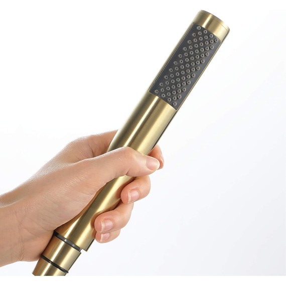 Brushed Gold Handheld Shower Head Set High Pressure Handheld Shower Sprayer, Universal Brass Handheld Showerhead Set with 1.5M Stainless Steel Shower Hose and Brass Holde