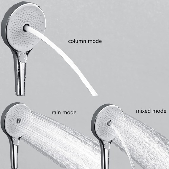 Handheld Shower Head Set White Chrome Universal Handheld Showerhead Set ABS High Pressure Handheld Shower Sprayer with 1.5M PVC Shower Hose, Brass Holder