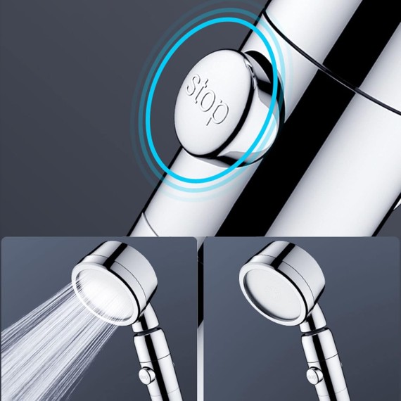 Shower Head with Stop Button, Handheld High Pressure Universal Filter Showerhead for Bath Shower
