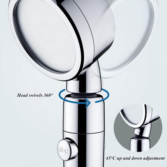 Shower Head with Stop Button, Handheld High Pressure Universal Filter Showerhead for Bath Shower
