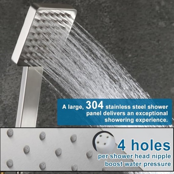 Shower Faucet Set Brushed Nickel Rainfall 12 Inch Shower Head and Handle Set Bathroom Rain Shower System Wall Mounted Shower Fixture Include Shower Valve and Trim Kit