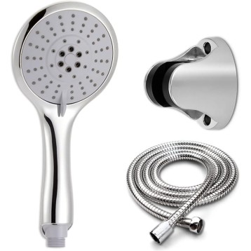 Shower Head with Handheld, Bathroom Shower Head Set Wall Mounted Showerhead Holder Chrome Stainless Steel Hose and Handheld Shower Head Set
