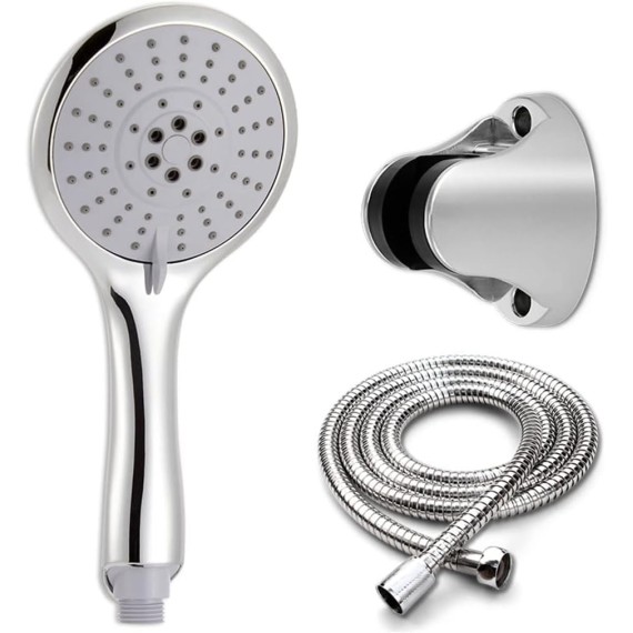 Shower Head with Handheld, Bathroom Shower Head Set Wall Mounted Showerhead Holder Chrome Stainless Steel Hose and Handheld Shower Head Set